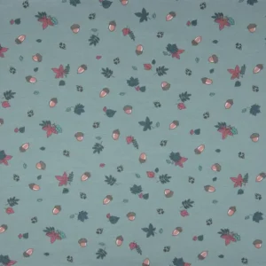 Sonderangebot Baumwolljersey dusty green mit Haselnüssen und Zweigen